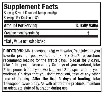 CREATINA SIXSTAR | 400gr - Suplementos MRLY