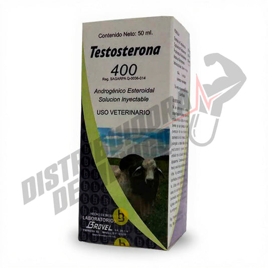Testosterona 400 Brovel 50ml - Veterinaria, suplemento inyectable para animales con deficiencia androgénica. Uso exclusivo veterinario.